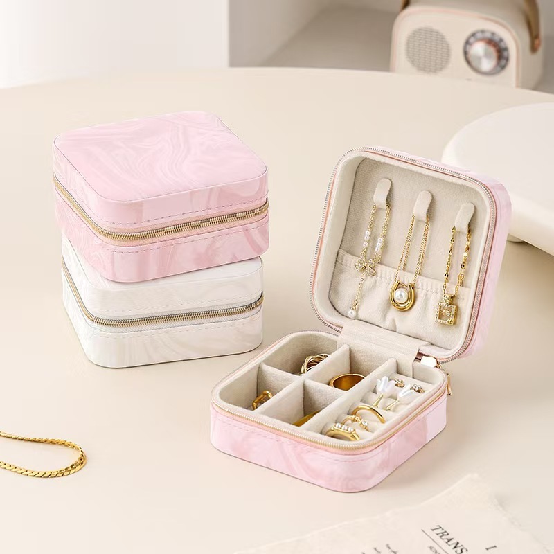 Mini Zipper Portable Jewelry Box for Rings and Necklaces