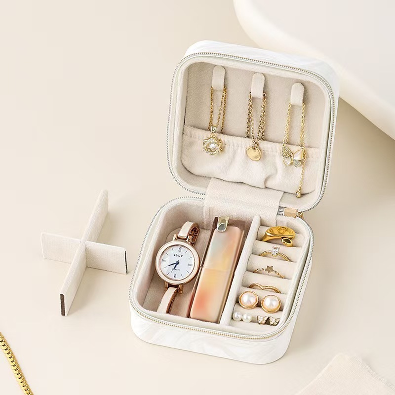 Mini Zipper Portable Jewelry Box for Rings and Necklaces