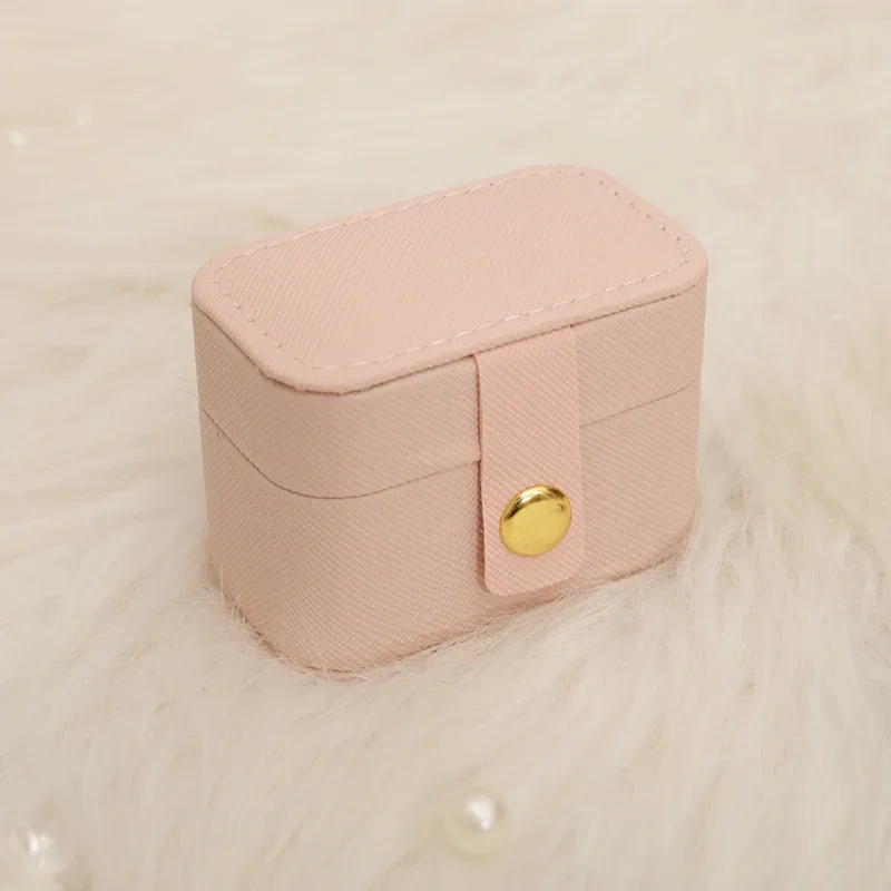 Mini Portable Small Jewelry Storage Bag Travel Simple Leather Ring Necklace Earrings Storage Box Organizer Display Gift Box