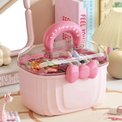 Cute Multi-layer Hairpin Storage Box Bowknot Hair Accessories Jewellery Box Waterproof Layered Container Girl