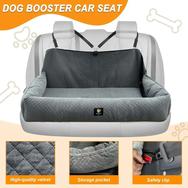 Multifunctional Washable Dog Car Seat with Thick Cushion for Medium/Large Dogs under 100 lbs, Safe and Removable for All Cars (G