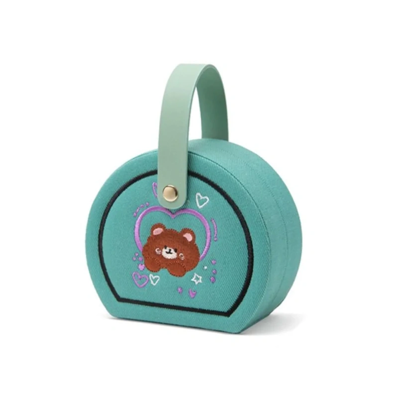 Embroidered Jewelry Storage Box Earrings Jewelry Display Travel Portable Handbag Dustproof Organizer Gift Packaging Box