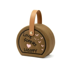 Embroidered Jewelry Storage Box Earrings Jewelry Display Travel Portable Handbag Dustproof Organizer Gift Packaging Box