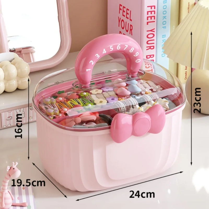 Cute Multi-layer Hairpin Storage Box Bowknot Hair Accessories Jewellery Box Waterproof Layered Container Girl