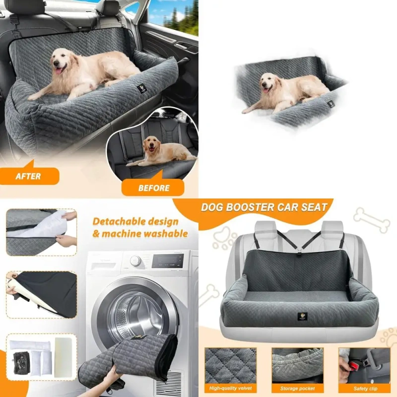 Multifunctional Washable Dog Car Seat with Thick Cushion for Medium/Large Dogs under 100 lbs, Safe and Removable for All Cars (G