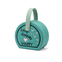 Embroidered Jewelry Storage Box Earrings Jewelry Display Travel Portable Handbag Dustproof Organizer Gift Packaging Box