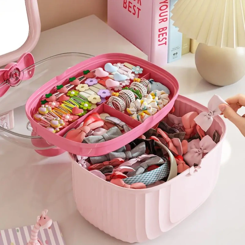 Cute Multi-layer Hairpin Storage Box Bowknot Hair Accessories Jewellery Box Waterproof Layered Container Girl