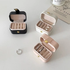 Mini Portable Small Jewelry Storage Bag Travel Simple Leather Ring Necklace Earrings Storage Box Organizer Display Gift Box