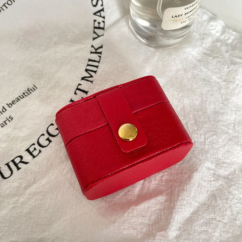 Mini Portable Small Jewelry Storage Bag Travel Simple Leather Ring Necklace Earrings Storage Box Organizer Display Gift Box