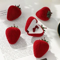 Fashion Earring Jewelry Box Popular Strawberry Box Cute Jewelry Boxes Ring Flocking Storage Box
