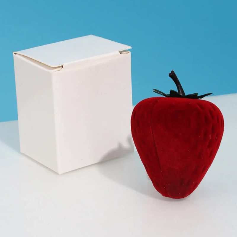 Fashion Earring Jewelry Box Popular Strawberry Box Cute Jewelry Boxes Ring Flocking Storage Box