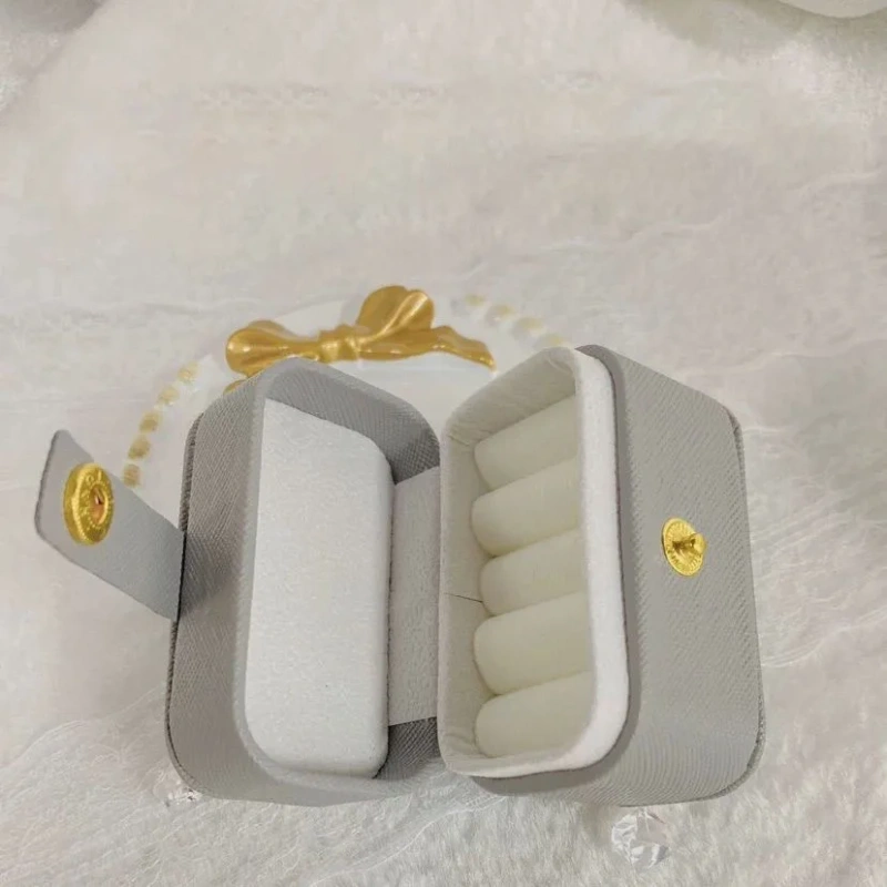 Mini Portable Small Jewelry Storage Bag Travel Simple Leather Ring Necklace Earrings Storage Box Organizer Display Gift Box