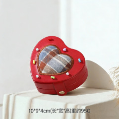 Red Heart Shape Premium Jewellery Boxes PU Leather with Faux Suede Lining