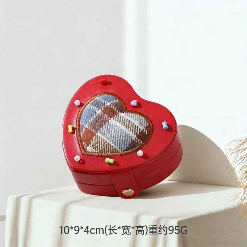 Red Heart Shape Premium Jewellery Boxes PU Leather with Faux Suede Lining