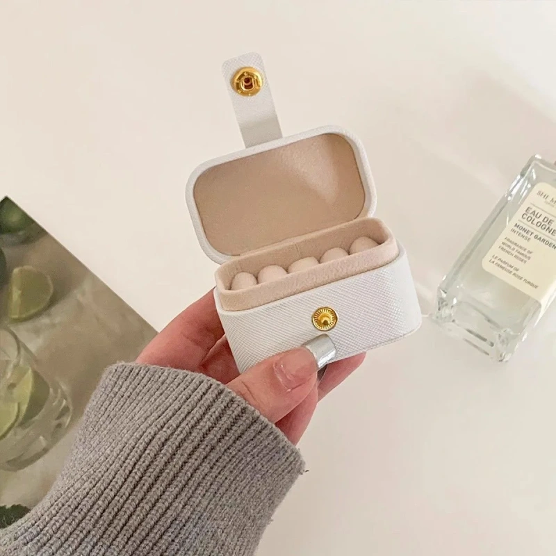 Mini Portable Small Jewelry Storage Bag Travel Simple Leather Ring Necklace Earrings Storage Box Organizer Display Gift Box