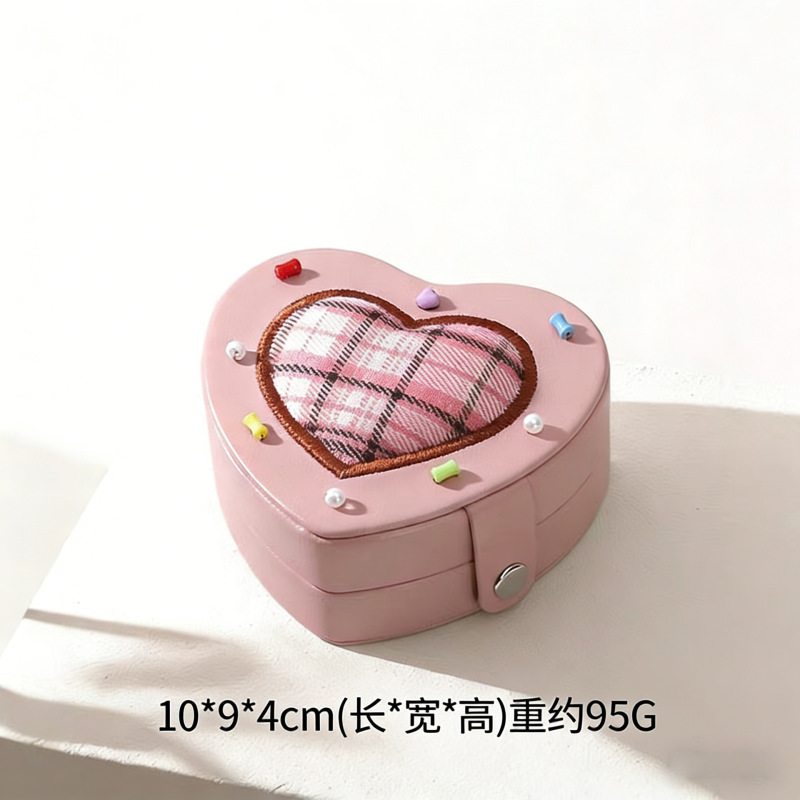 Red Heart Shape Premium Jewellery Boxes PU Leather with Faux Suede Lining