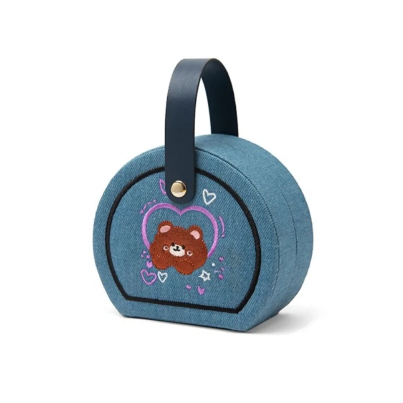 Embroidered Jewelry Storage Box Earrings Jewelry Display Travel Portable Handbag Dustproof Organizer Gift Packaging Box