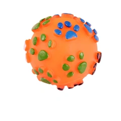 TC5003 Colorful Dog Rolling Vinyl Toy Chew Footprint Design Ball With Sound