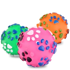 TC5003 Colorful Dog Rolling Vinyl Toy Chew Footprint Design Ball With Sound