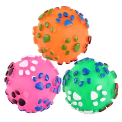 TC5003 Colorful Dog Rolling Vinyl Toy Chew Footprint Design Ball With Sound