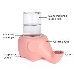 Ceramic Elephant Shape Pet Cat Puppy Water Feeder Dispenser No Spill Pet Drinker