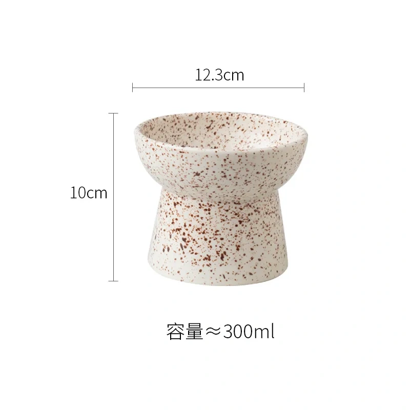 High Cat Bowl Ceramic Pet Bowl Neck Protection Flat Bowl Cat Food Bowl Dog Food Bowl Cat Feeder Pet Supplies