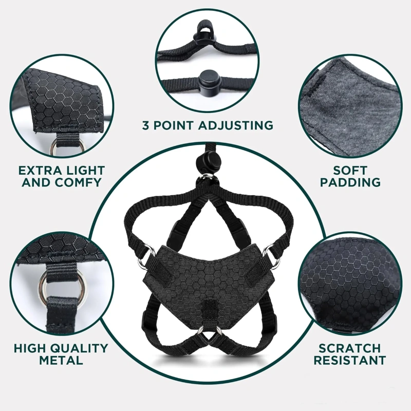 Escape Proof Cat Harness and Leash Set, Adjustable Breathable Mesh Cat Vest Harness for Walking Kitten, Medium & Large Cats