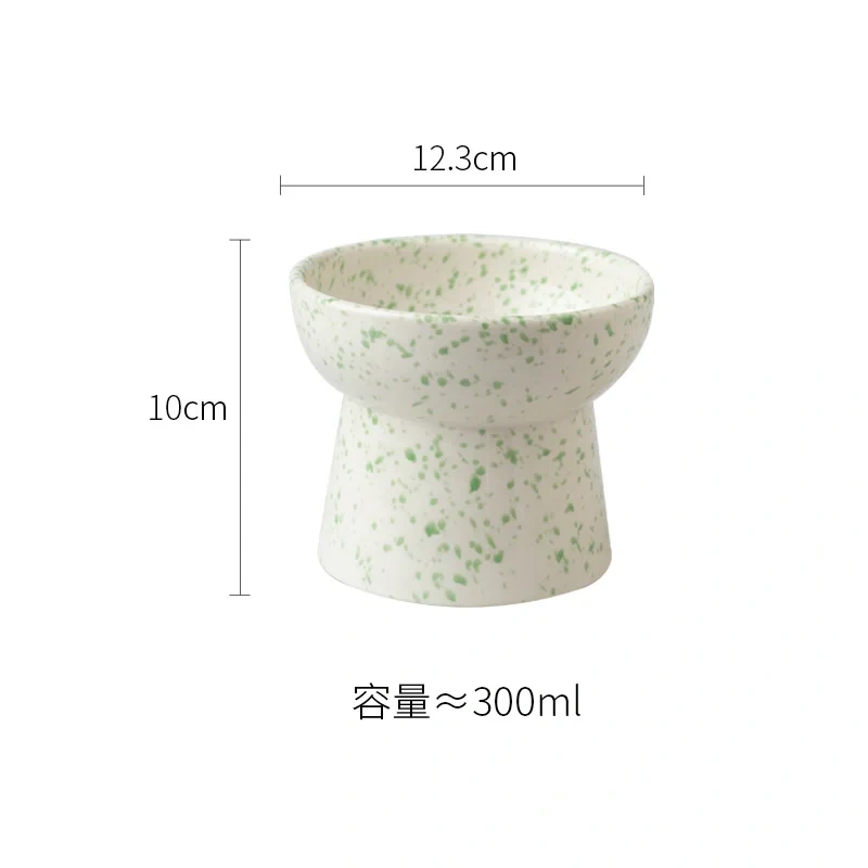 High Cat Bowl Ceramic Pet Bowl Neck Protection Flat Bowl Cat Food Bowl Dog Food Bowl Cat Feeder Pet Supplies