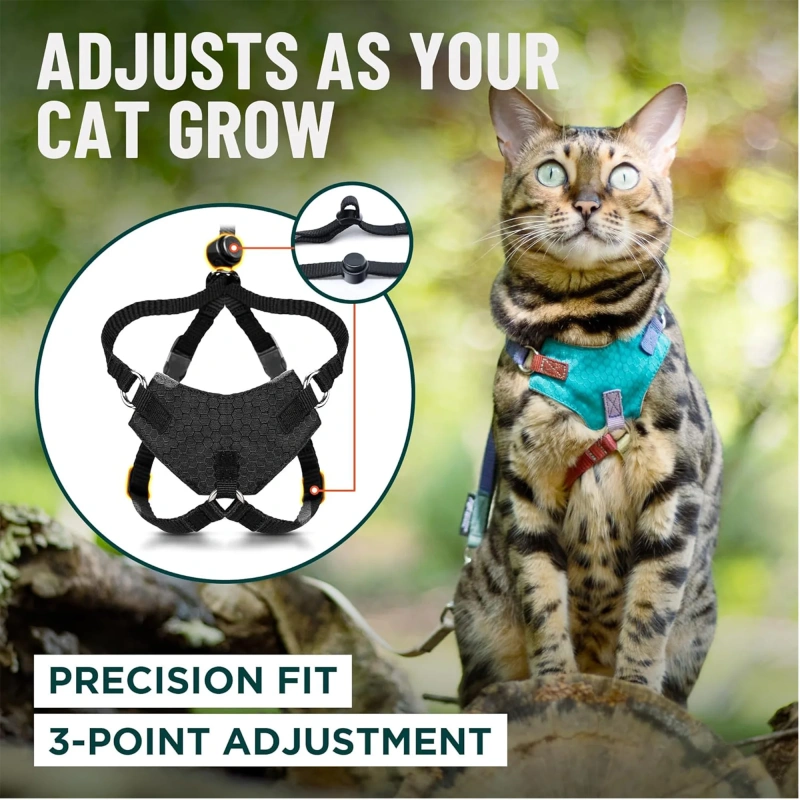 Escape Proof Cat Harness and Leash Set, Adjustable Breathable Mesh Cat Vest Harness for Walking Kitten, Medium & Large Cats