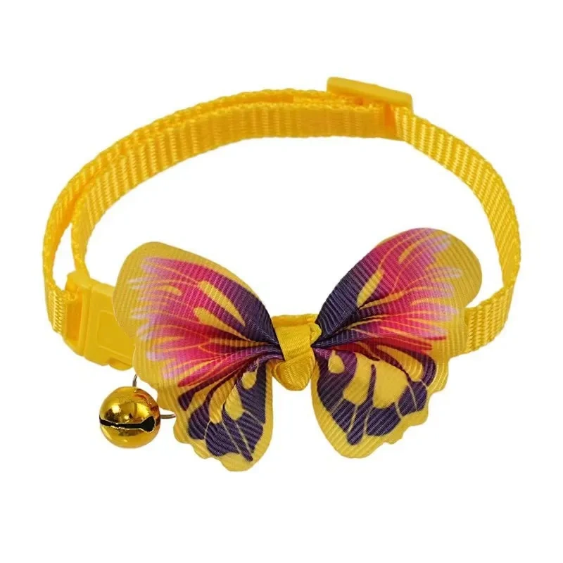 1pc New Dog Collars Butterfly Bells Collars Cute Cat Collars Pet Supplies Multicolor Adjustable Dressing Tool Dog Accessories