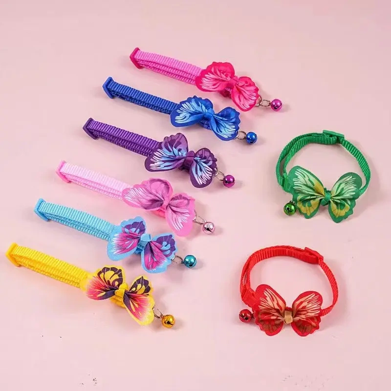 1pc New Dog Collars Butterfly Bells Collars Cute Cat Collars Pet Supplies Multicolor Adjustable Dressing Tool Dog Accessories