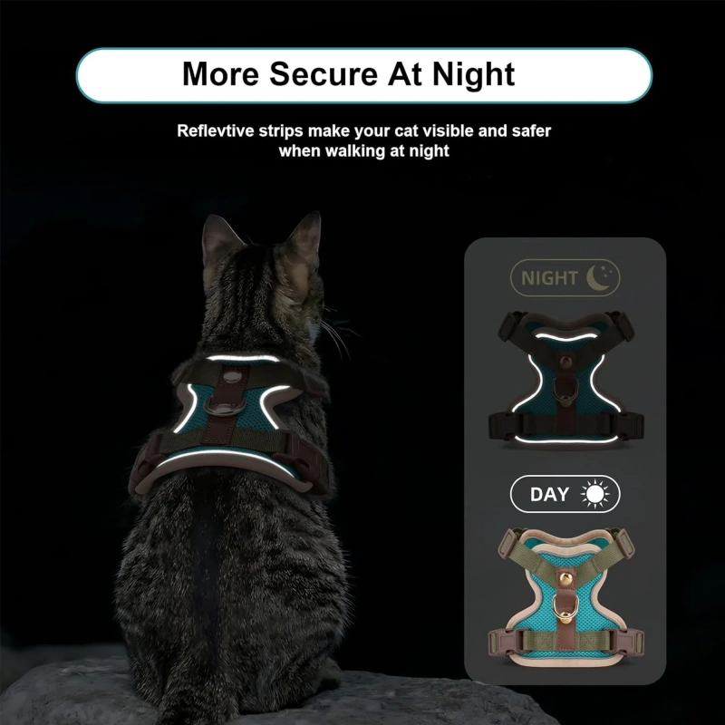 Cat Dog Harness Leash Set Reflective Breathable Mesh No Pull Adjustable Pet Vest for Kitten Puppy Walking Training