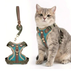 Cat Dog Harness Leash Set Reflective Breathable Mesh No Pull Adjustable Pet Vest for Kitten Puppy Walking Training