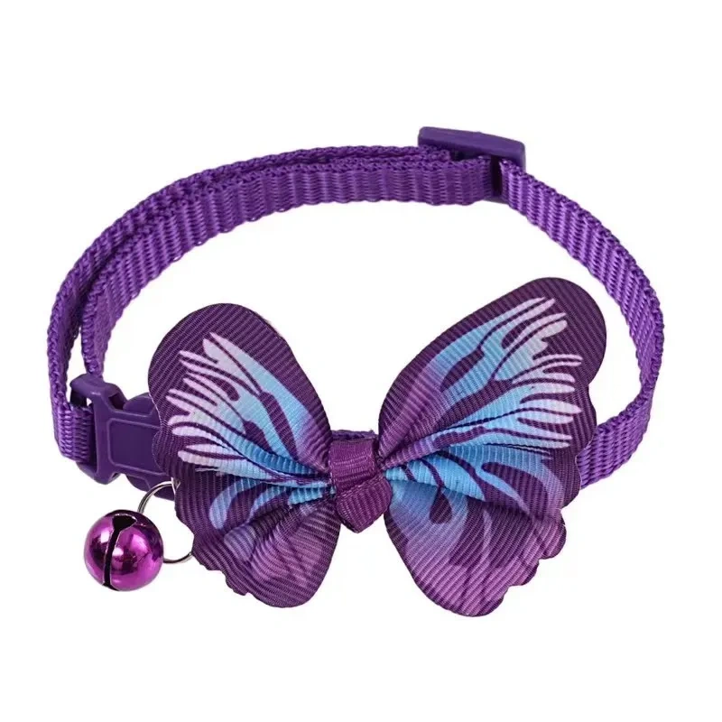 1pc New Dog Collars Butterfly Bells Collars Cute Cat Collars Pet Supplies Multicolor Adjustable Dressing Tool Dog Accessories