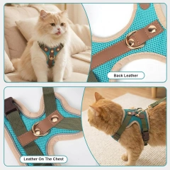 Cat Dog Harness Leash Set Reflective Breathable Mesh No Pull Adjustable Pet Vest for Kitten Puppy Walking Training