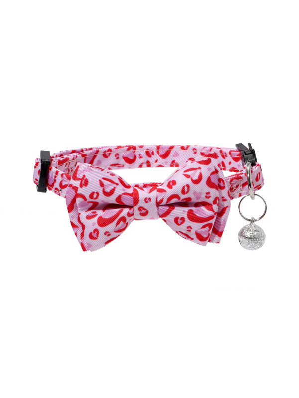 Valentine's Day Easter Luxury Cotton Collar with Heart Pattern and Detachable Bow