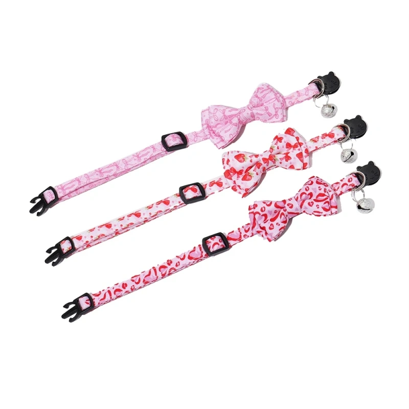 Valentine's Day Easter Luxury Cotton Collar with Heart Pattern and Detachable Bow