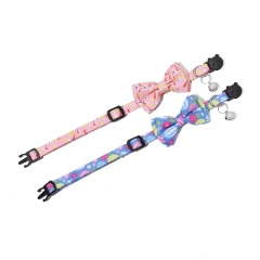 Valentine's Day Easter Luxury Cotton Collar with Heart Pattern and Detachable Bow