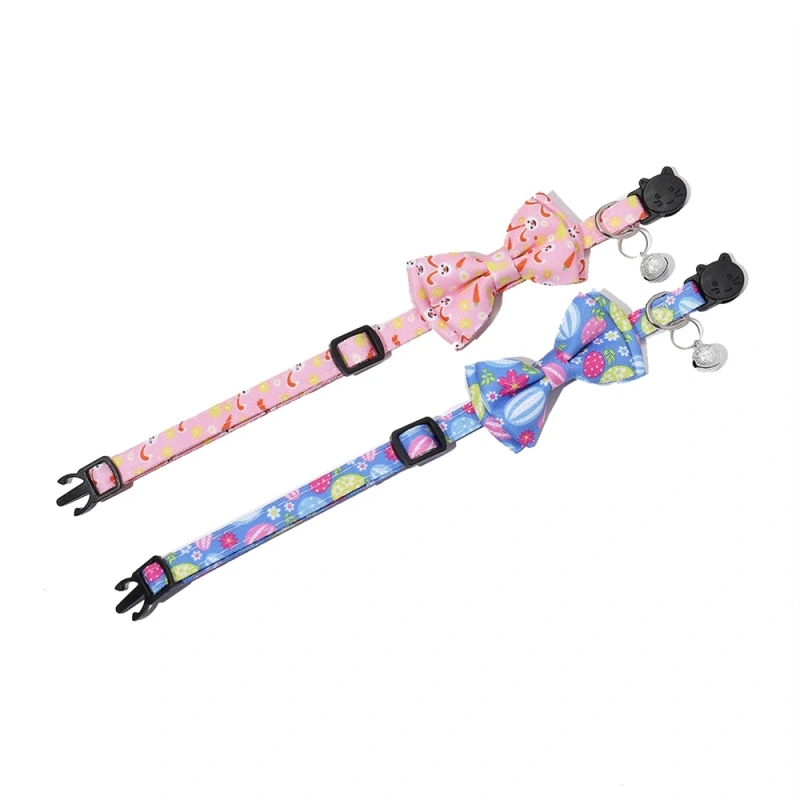 Valentine's Day Easter Luxury Cotton Collar with Heart Pattern and Detachable Bow