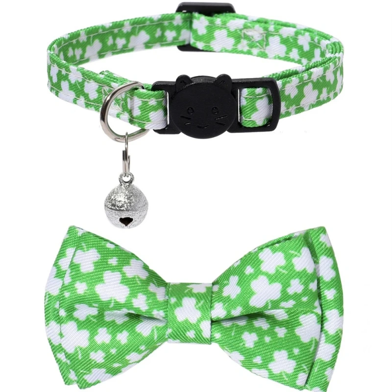 Valentine's Day Easter Luxury Cotton Collar with Heart Pattern and Detachable Bow