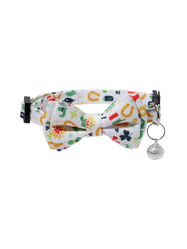 Valentine's Day Easter Luxury Cotton Collar with Heart Pattern and Detachable Bow