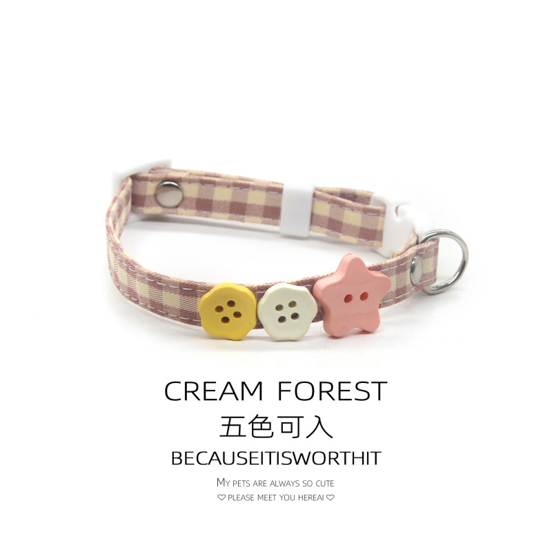 Pet Breakaway Cat Collar, Safe Cute Cotton and Linen Material Adjustable