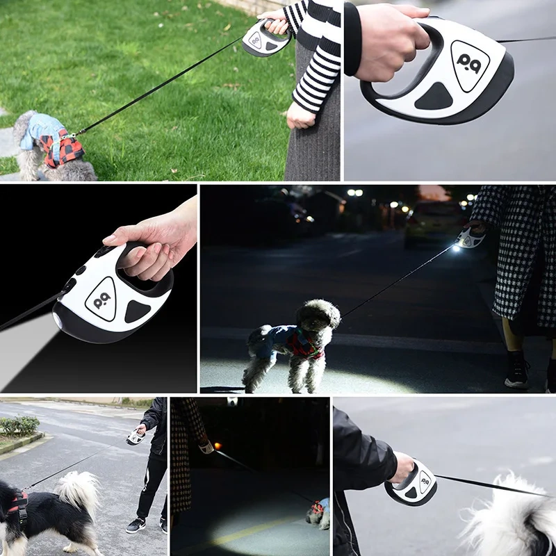 3m/5m Adjustable Pet Leash Max Bear 50KG Dog Rope Portable Pet Traction Rope LED Retractable Leash Holder Dog Leash