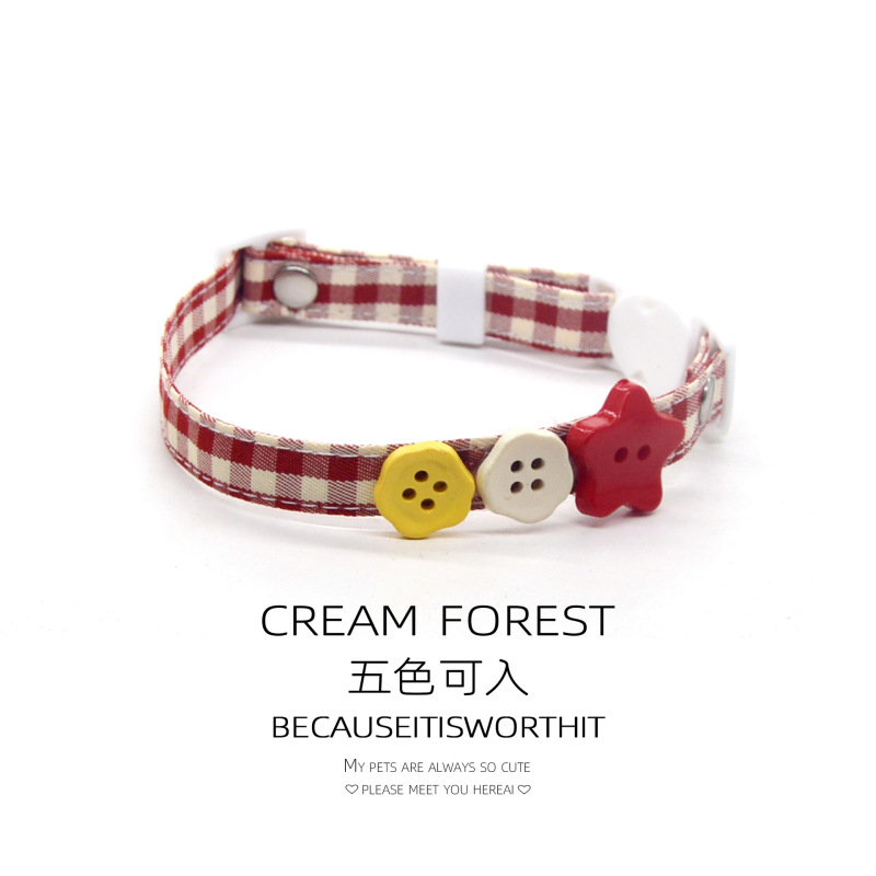 Pet Breakaway Cat Collar, Safe Cute Cotton and Linen Material Adjustable