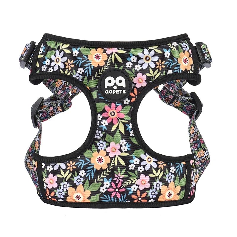 Personalized Luxury Design Custom Comfortable Premium Adjustable Polyester Neoprene Nylon Dog Harness Set