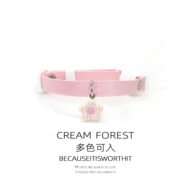 Pet Breakaway Cat Collar, Safe Cute Cotton and Linen Material Adjustable