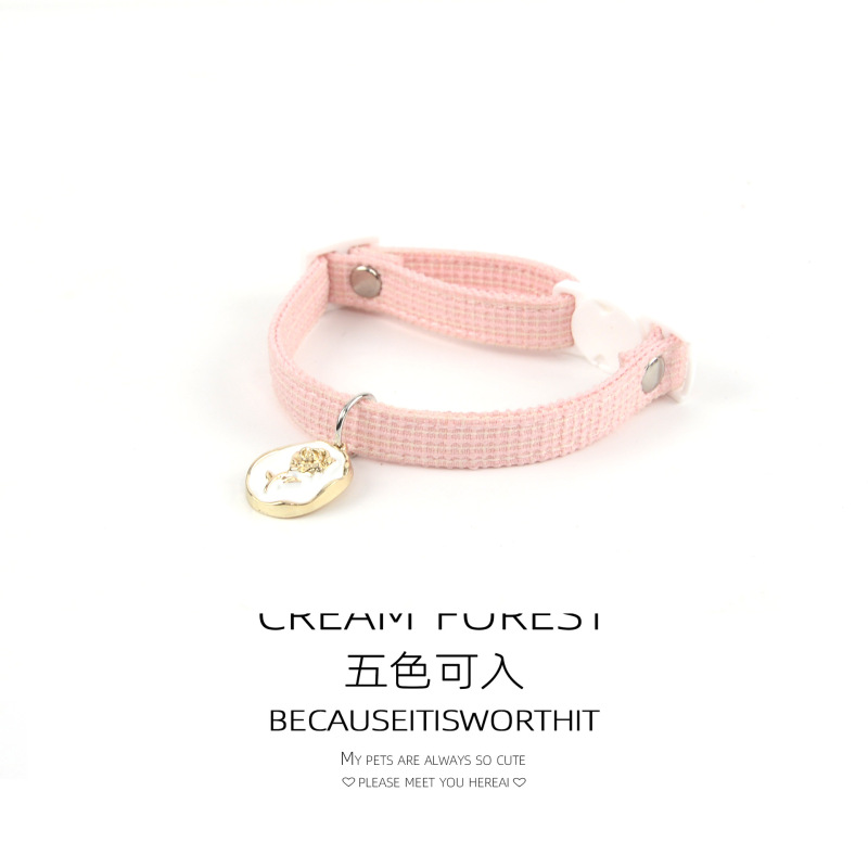 Pet Breakaway Cat Collar, Safe Cute Cotton and Linen Material Adjustable