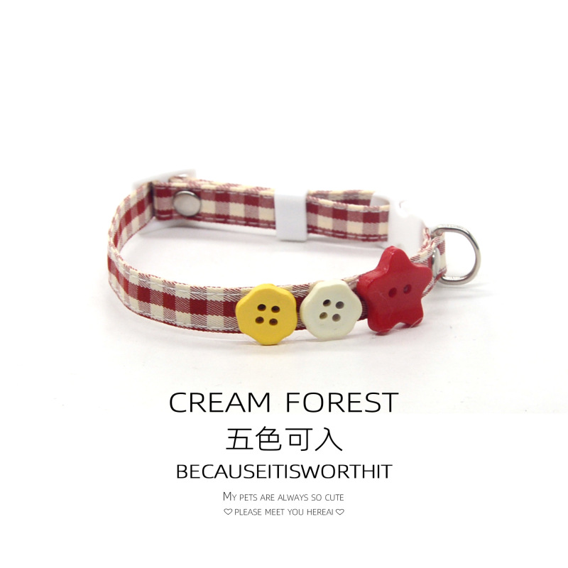 Pet Breakaway Cat Collar, Safe Cute Cotton and Linen Material Adjustable