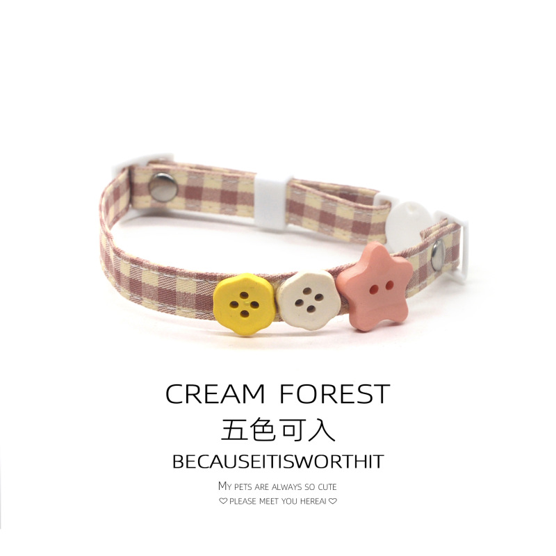 Pet Breakaway Cat Collar, Safe Cute Cotton and Linen Material Adjustable