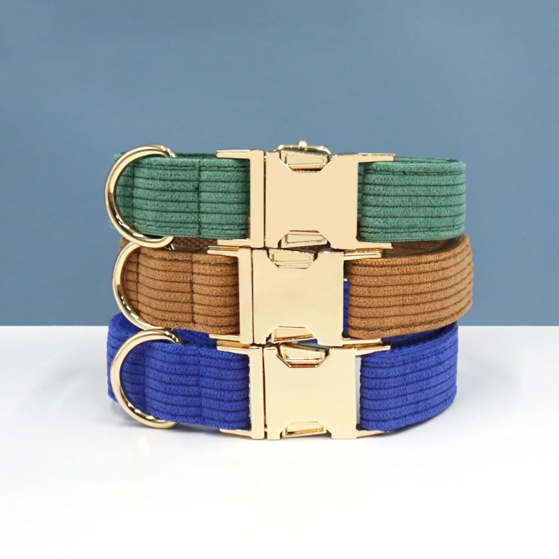 Multi Colors Corduroy Dog Cat Autumn Collars Custom Name Phone Number Puppy Necklace Adjustable Pet Leads Collar